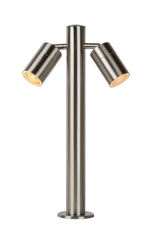 Lucide ARNE-LED - Sokkellamp - Ø 6,3 cm - LED - GU10 - 2x5W 2700K - IP44 - Mat chroom - aangezet 2