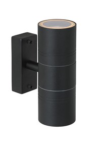 Lucide ARNE-LED - Wandspot / Wandlamp Binnen/Buiten - Ø 6,3 cm - LED - GU10 - 2x5W 2700K - IP44 - Zwart aangezet