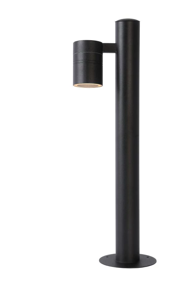 Lucide ARNE-LED - Borne extérieur - Ø 6,3 cm - LED - GU10 - 1x5W 2700K - IP44 - Noir - allumé