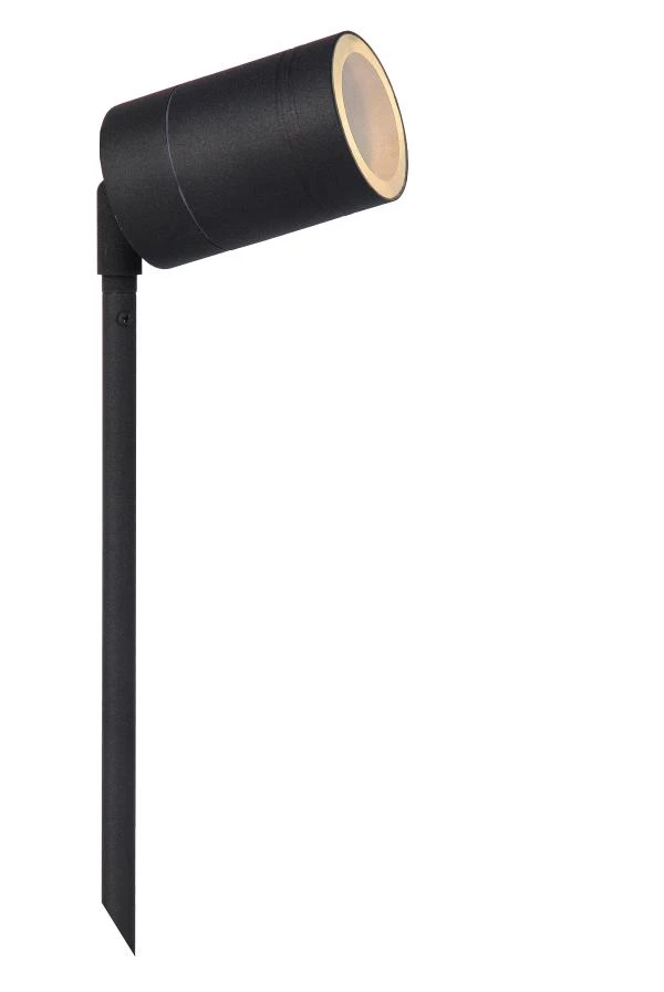 Lucide ARNE-LED - Gartenstrahler - Ø 6,3 cm - LED - GU10 - 1x5W 2700K - IP44 - Schwarz - eingeschaltet