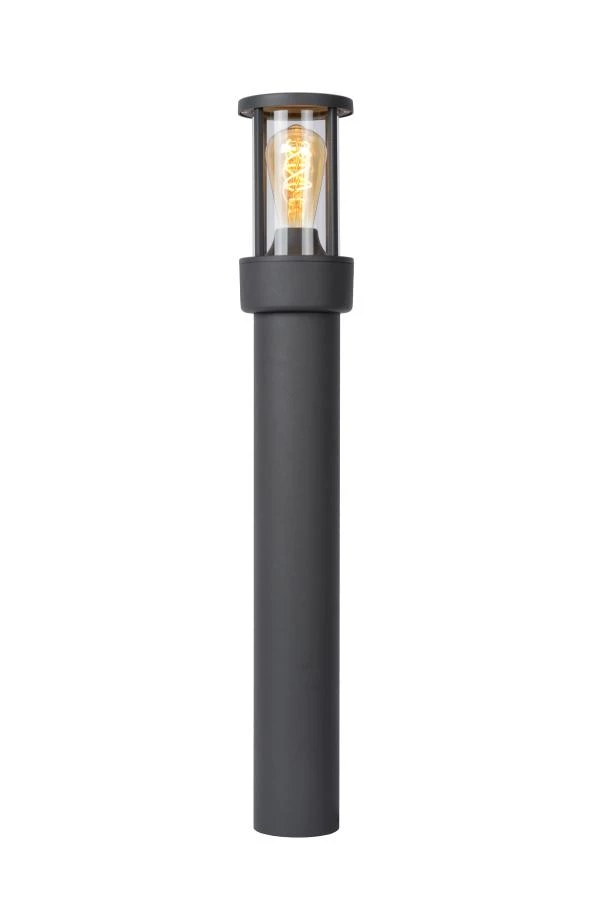 Lucide LORI - Pollerleuchte - 1xE27 - IP44 - Tag/Nacht-Sensor - Anthrazit - eingeschaltet