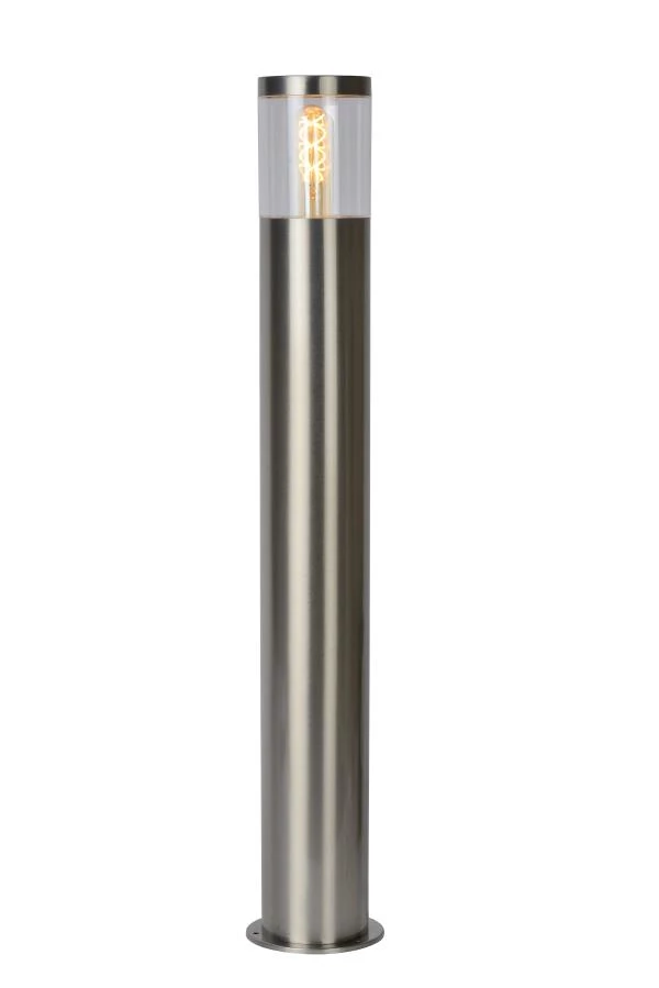 Lucide FEDOR - Borne extérieur - 1xE27 - IP44 - Chrome Dépoli - allumé 2