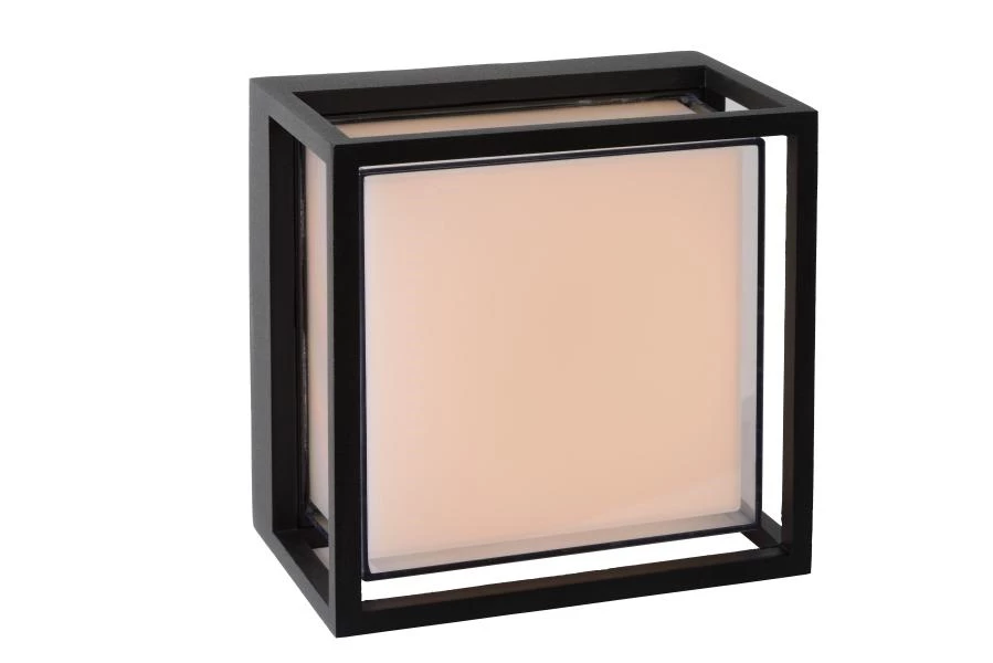 Lucide SINGA LED - Wandlamp Binnen/Buiten - LED - 1x10W 3000K - IP54 - Zwart - aangezet