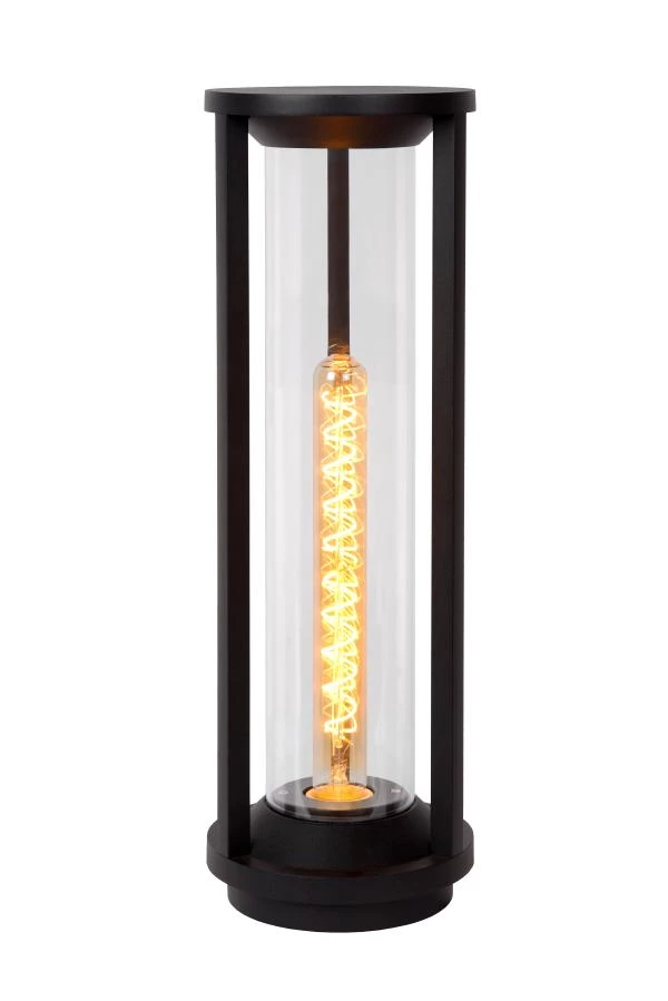 Lucide CADIX - Pollerleuchte - Ø 16 cm - 1xE27 - IP65 - Schwarz - eingeschaltet
