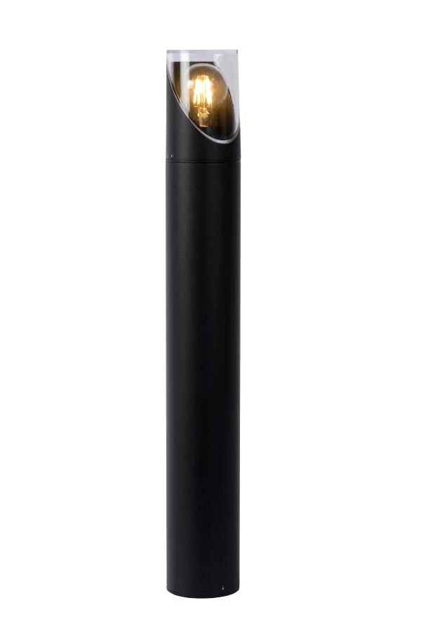 Lucide NORMAN - Lámpara baliza - Ø 9 cm - 1xE27 - IP65 - Negro - encendido