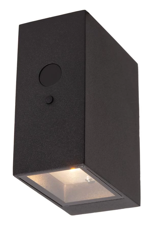 Lucide BOLTON - Wall light Indoor/Outdoor- Solar - LED Dim. - 1x1W 2850K/3150K - IP54 - Day/Night Sensor - Black - turned on