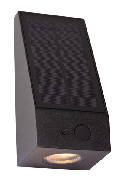 Lucide IRWIN - Wall light Indoor/Outdoor- Solar - LED Dim. - 1x2W 2850K/3150K - IP54 - Day/Night Sensor - Black