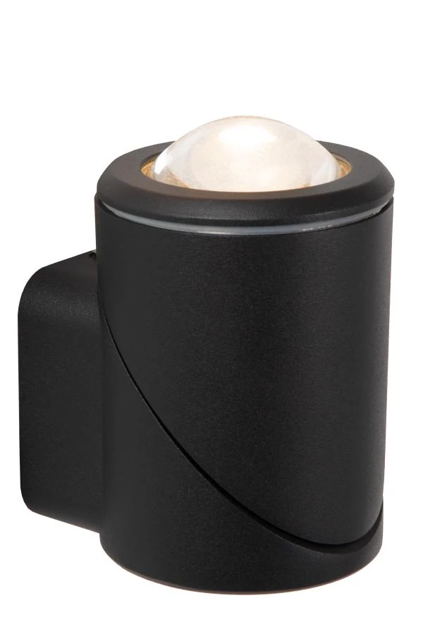 Lucide ERIN - Wandstrahler / Wandleuchte Innen/Außen - LED - 1x5W 2700K - IP65 - Schwarz - eingeschaltet
