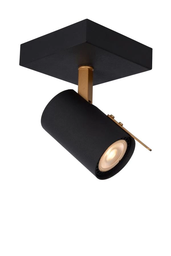 Lucide GRONY - Foco de techo - LED Dim to warm - GU10 - 1x5W 2200K/3000K - Negro - encendido