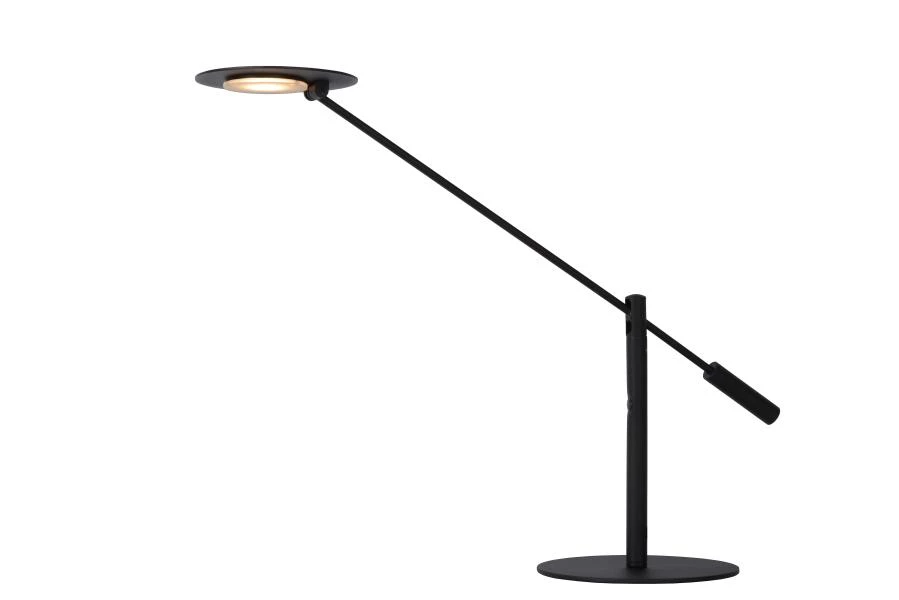 Lucide ANSELMO - Lampe de bureau - Ø 18 cm - LED Dim. - 1x9W 3000K - Noir - allumé
