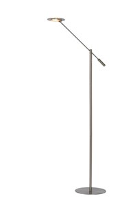 Lucide ANSELMO - Lampadaire / lampe de lecture - Ø 25 cm - LED Dim. - 1x9W 3000K - Chrome Dépoli allumé 2