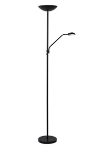 Lucide ZENITH - Stehlampe Mit Leselampe - LED Dim. - 3000K - Schwarz eingeschaltet
