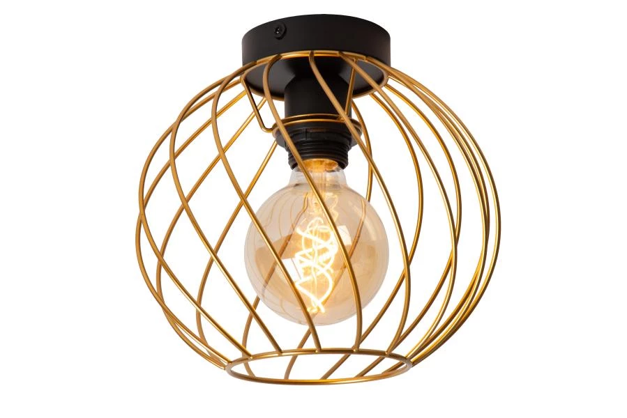 Lucide DANZA - Flush ceiling light - Ø 25 cm - 1xE27 - Matt Gold / Brass - turned on 2