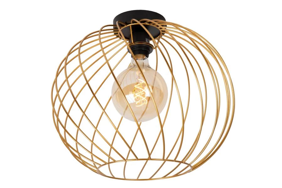 Lucide DANZA - Flush ceiling light - Ø 40 cm - 1xE27 - Matt Gold / Brass - turned on 2