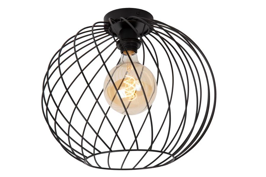 Lucide DANZA - Plafonnier - Ø 40 cm - 1xE27 - Noir - allumé