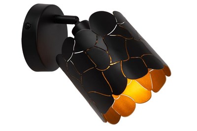 Lucide ALMELO - Foco de pared / Lámpara de pared - Ø 12 cm - 1xE14 - Negro