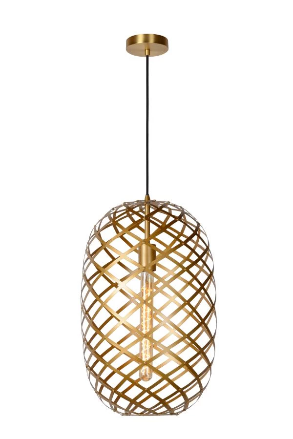 Lucide WOLFRAM - Suspension - Ø 32 cm - 1xE27 - Or Mat / Laiton - allumé 2