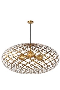Lucide WOLFRAM - Pendelleuchten - Ø 100 cm - 3xE27 - Mattes Gold / Messing eingeschaltet 2