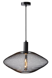 Lucide MESH - Hanglamp - Ø 45 cm - 1xE27 - Zwart aangezet