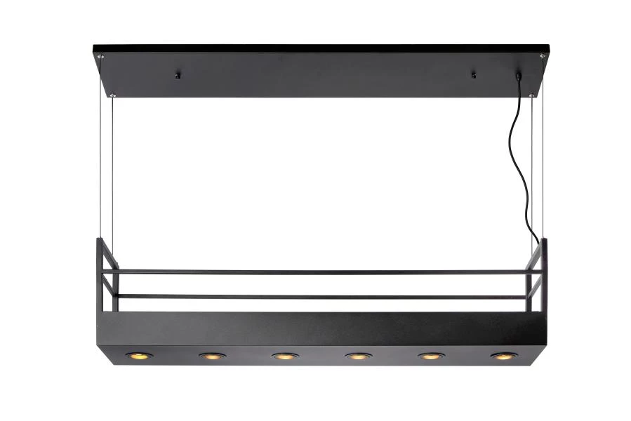 Lucide MIRAVELLE - Hanglamp - 6xGU10 - Zwart - aangezet