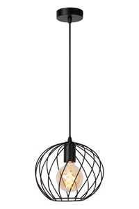 Lucide DANZA - Pendant light - Ø 25 cm - 1xE27 - Black turned on