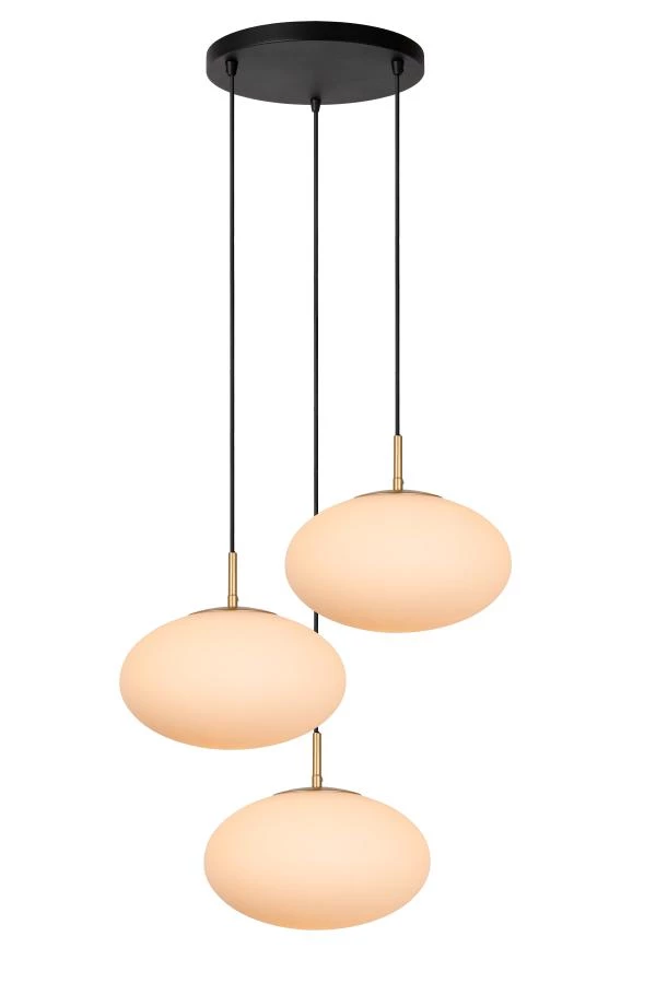 Lucide ELYSEE - Suspension - Ø 55 cm - 3xE27 - Opalin - allumé 1