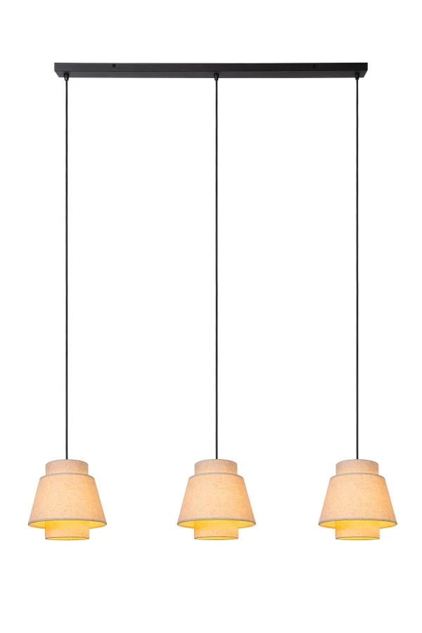 Lucide TRIBUTE - Pendelleuchten - 3xE27 - Beige - eingeschaltet 8