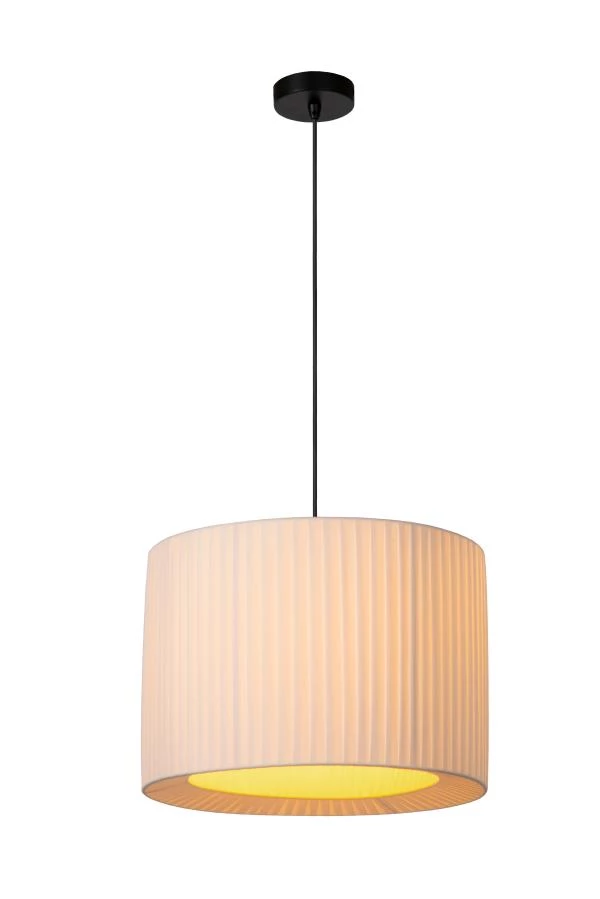 Lucide FOLD - Pendant light - Ø 40 cm - 1xE27 - White - turned on 1