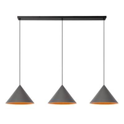 Lucide SPITZE - Suspension - 3xE27 - Gris | Vibes