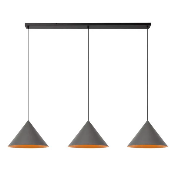 Lucide SPITZE - Suspension - 3xE27 - Gris | Vibes - allumé 6