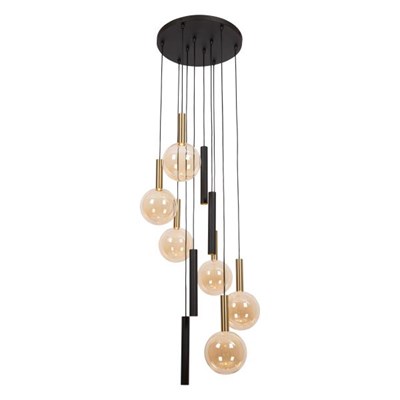 Lucide JOSIANE - Hanglamp - Ø 55 cm - 6xG9 , 4xGU10M - Zwart