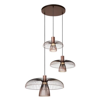 Lucide NIGELLA - Pendelleuchten - Ø 76 cm - 3xGU10 (MR16) - Kaffee - Essential