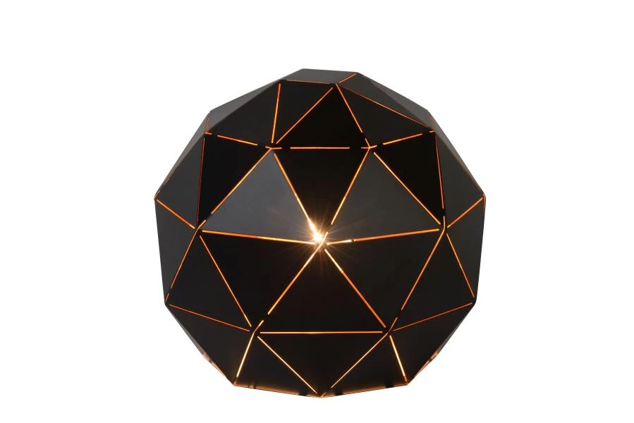Lucide OTONA - Tafellamp - Ø 25 cm - 1xE27 - Zwart - aangezet