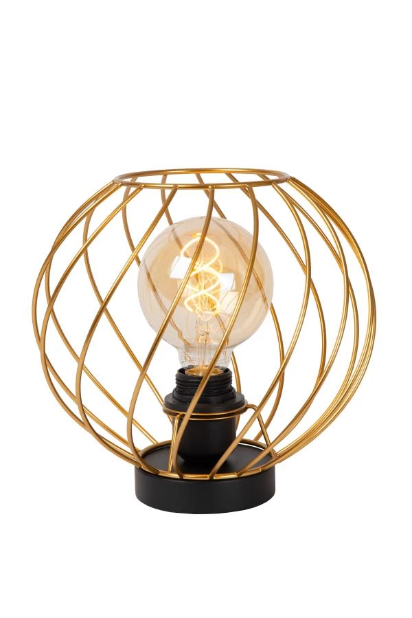 Lucide DANZA - Lampe de table - Ø 25 cm - 1xE27 - Or Mat / Laiton - allumé 2