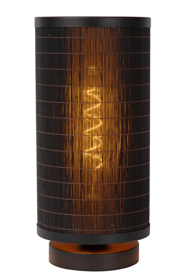 Lucide TAGALOG - Lampe de table - Ø 15 cm - 1xE27 - Noir - allumé