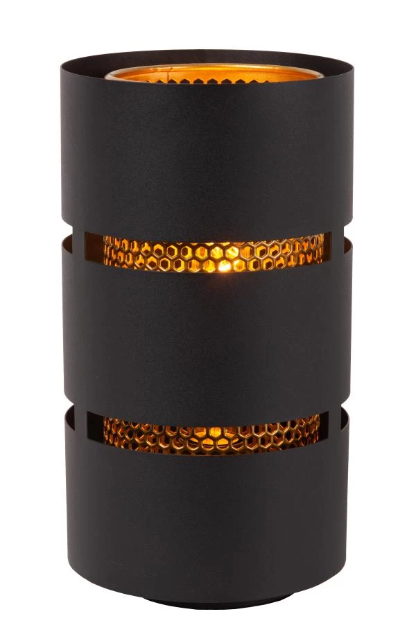 Lucide ROSAS - Lampe de table - Ø 16 cm - 1xE27 - Noir - allumé