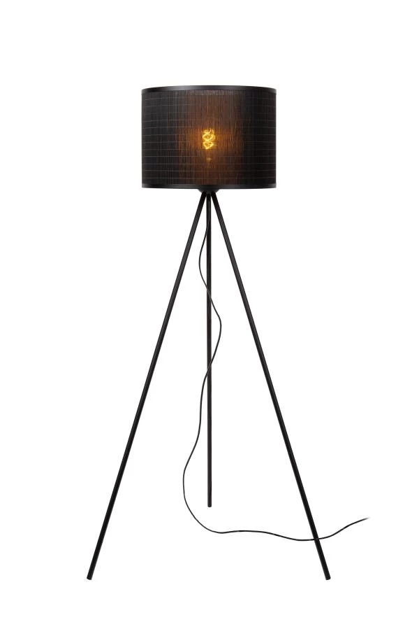 Lucide TAGALOG - Stehlampe - Ø 55 cm - 1xE27 - Schwarz - eingeschaltet