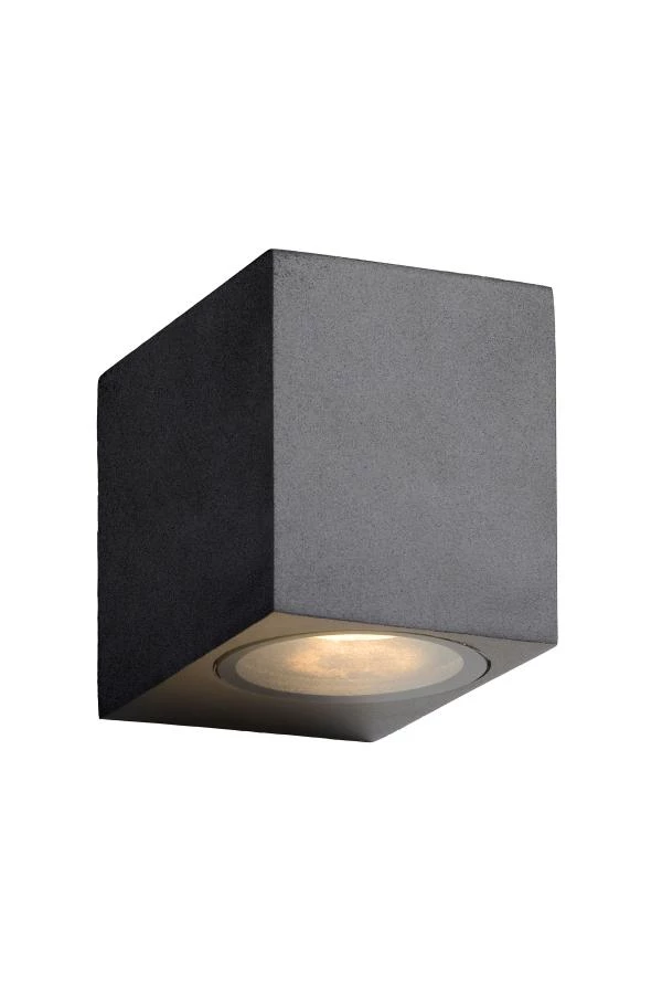 Lucide ZORA-LED - Wandspot / Wandlamp Binnen/Buiten - LED Dimb. - GU10 - 1x5W 3000K - IP44 - Zwart - aangezet