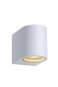 Lucide ZORA-LED - Wandspot / Wandlamp Binnen/Buiten - LED Dimb. - GU10 - 1x5W 3000K - IP44 - Wit aangezet 1