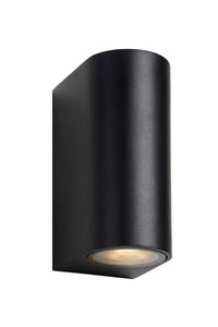 Lucide ZORA-LED - Wandspot / Wandlamp Binnen/Buiten - LED Dimb. - GU10 - 2x5W 3000K - IP44 - Zwart aangezet