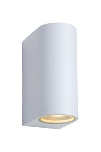 Lucide ZORA-LED - Wandspot / Wandlamp Binnen/Buiten - LED Dimb. - GU10 - 2x5W 3000K - IP44 - Wit aangezet 1