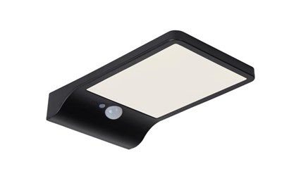 Lucide BASIC - Lámpara de pared - Energía solar - LED - 1x3W 2700K - IP44 - Sensor movimiento & día/noche - Negro