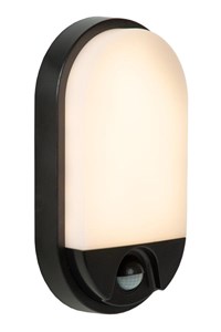 Lucide HUPS IR - Wandlamp Binnen/Buiten - LED - 1x10W 3000K - IP54 - Beweging & dag/nacht sensor - Zwart aangezet