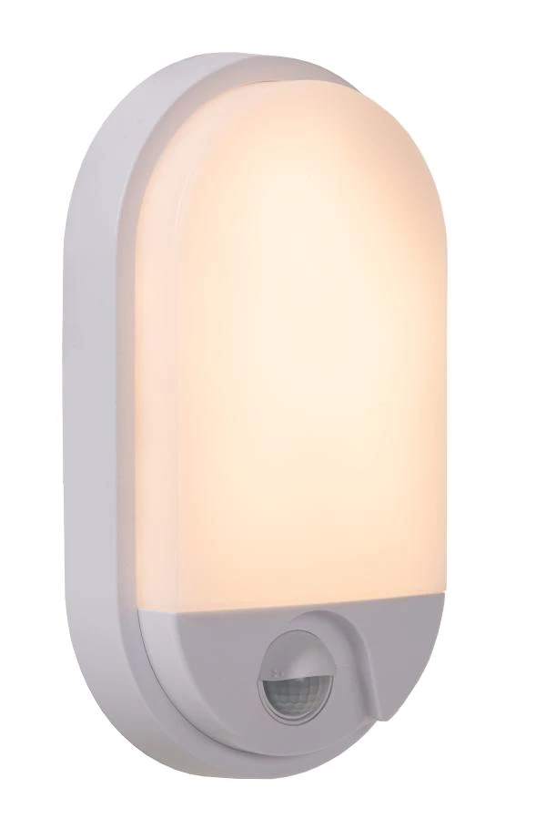 Lucide HUPS IR - Wandlamp Binnen/Buiten - LED - 1x10W 3000K - IP54 - Beweging & dag/nacht sensor - Wit - aangezet 1