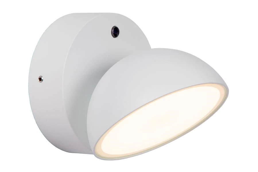 Lucide FINN - Wandlamp Binnen/Buiten - LED - 1x12W 3000K - IP54 - Dag/nacht sensor - Wit - aangezet 1