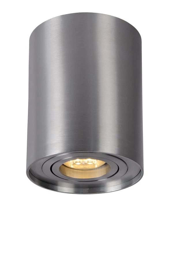 Lucide TUBE - Ceiling spotlight - Ø 9,6 cm - 1xGU10 - Satin Chrome - turned on 2