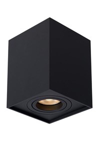 Lucide TUBE - Ceiling spotlight - 1xGU10 - Black turned on