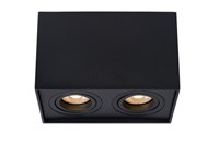 Lucide TUBE - Ceiling spotlight - 2xGU10 - Black turned on