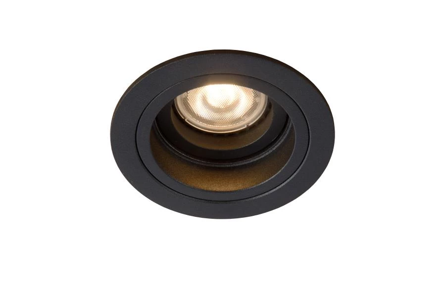 Lucide EMBED - Spot encastrable - Ø 9,1 cm - 1xGU10 - Noir - allumé