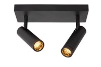 Lucide GRADO - Ceiling spotlight - 2xGU10 (MR11) - Black turned on